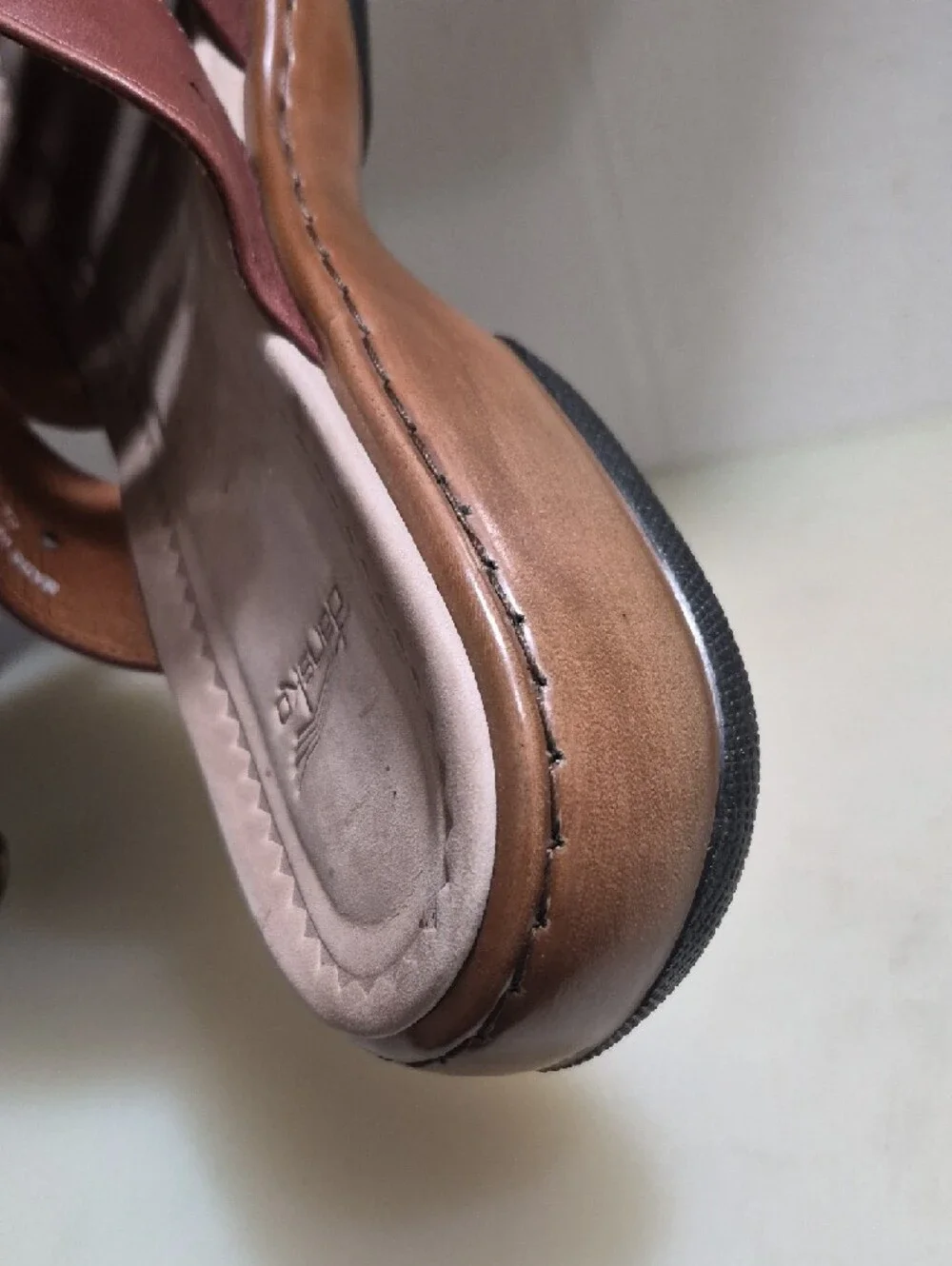 Dansko Brown Leather Cross-Strap Slide Sandals